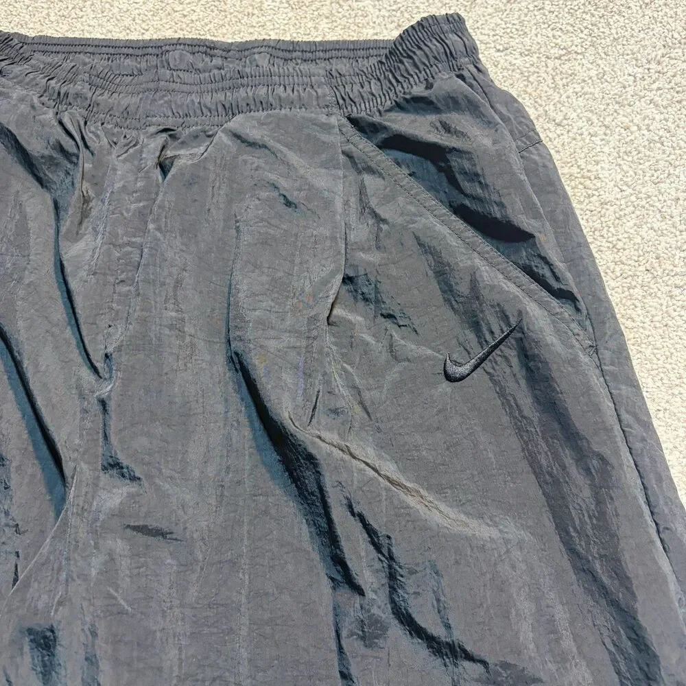 Nike Vintage Track Pants Mens M Black Nylon Windbreaker Joggers Zip Ankle 90's
